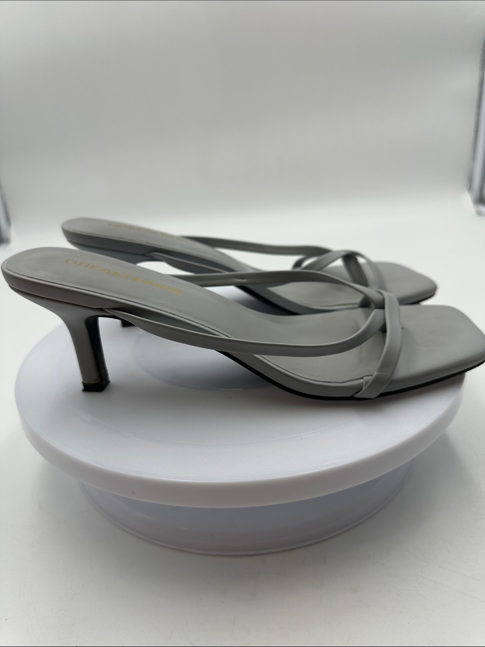 Dream Pairs Gray Strappy Square-Toe Low Heel Sandals